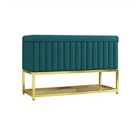 Banc à Chaussures Multi-rangements, Moderne, avec étagère en métal et Assise en Velours, élégant Meuble d'entrée (78 x 48 x 35 cm)