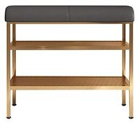 Banc à Chaussures Multi-rangements, Tabouret à Double Couche avec Coussin, Meuble à Chaussures, Banc de Bout de lit, Cadre en Fer forgé, Tabouret à Langer, Noir, 80 x 32 x 47 cm