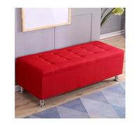 Banc à chaussures multifonction rouge - Canapé de rangement rectangulaire pour entrée, dressing et vestiaire 120 x 40 x 40 cm