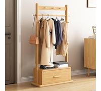 Banc à chaussures multifonctionnel avec tiroir de rangement caché, arbre de couloir avec crochets et tringle à vêtements pour entrée, couloir, chambre à coucher et salon - Marron 88 cm