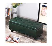 Banc à chaussures multifonctionnel - Long tabouret rectangulaire pour entrée et porte, couleur unie, vert foncé, idéal pour changer de chaussures et usage domestique élégant tabouret de canapé