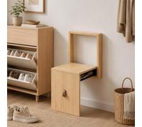 Banc À Chaussures Mural Pliable, Tabouret De Douche Pliable, Capacité De 150 Kg, Gain De Place, Support Robuste, Utilisation Facile, Plusieurs Couleurs (Bois Naturel) Natural Wood Standard Size