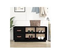 vidaXL Banc à chaussures Organisateur Étagère 100x34x45 cm Bois de pin massif Entrée/Couloir Noir