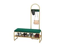Banc à Chaussures Nordic Home Shoe Rack Bench Double-couche à chaussures à changement de tabouret Rack de manteau adapté au couloir d'angle d'entrée du salon Banc à Chaussures D'entrée(Green)