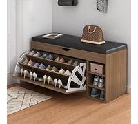 Banc à Chaussures, Organisateur de Chaussures Moderne à 2 Niveaux avec Siège Coussin Rembourré Tiroirs à Rabat Multifonction Bancs de Rangement pour Entrée Couloir Salon Salle de Bains
