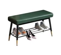 Banc à chaussures ottoman avec espace de rangement pour entrée, étagère à chaussures, structure en métal noir pour couloir, salon, chevet, solution de repose-pieds élégante et fonctionnelle