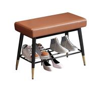 Banc à chaussures ottoman avec rangement en métal noir pour entrée et couloir et salon, étagère à chaussures élégante pour chambre à coucher ou entrée