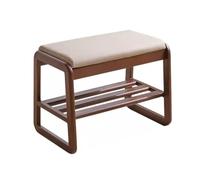Banc à chaussures ottoman en bois avec repose-pieds et tabouret de rangement - Sac souple repose-pieds bas pour entrée, porche, étagère à chaussures à langer, utilisation à la maison et au bureau