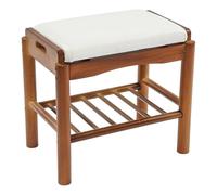 Banc à chaussures - Petit meuble à chaussures avec espace de rangement - Bois de pin et coussin en polyuréthane - Charge maximale : 100 kg - Pour couloirs, salons, bureaux, salles de sport (noyer et