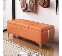 Banc à chaussures rectangulaire avec siège, 70 cm, orange, pour entrée, chevet, magasins de vêtements, cafés, centres commerciaux, solution de rangement élégante et fonctionnelle