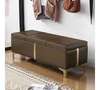 Banc à chaussures rectangulaire marron de 100 cm avec siège de rangement idéal pour les magasins de vêtements, les cafés et les centres commerciaux - Design élégant et fonctionnel