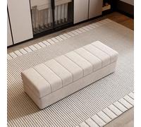 Banc à Chaussures Recular avec Barre de Support en métal, Tissu à griffer pour Chat, idéal pour la Chambre ou l'entrée, au Pied du lit ou du canapé, Pouf Blanc (43 x 60 cm)