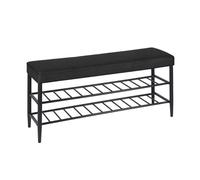 Banc à Chaussures Relaxdays, Assise rembourrée en Simili Cuir, 2 étagères pour 8 Paires, H x L x P 50x100x30 cm, Noir