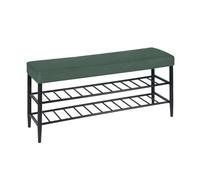 Banc à Chaussures Relaxdays, Assise rembourrée en Simili Cuir, 2 étagères, pour 8 Paires, H x L x P 50x100x30 cm, Vert