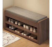 Banc à chaussures rembourré avec assise rembourrée à 2 niveaux en tissu pour entrée, chambre à coucher, dortoir partagé, 60 cm - Solution de rangement élégante pour la maison