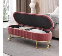 Banc à Chaussures Rembourré avec Dessus Rabattable, Banch de Rangement for Salon, Banc D'entrée Chambre à Coucher Ovale Rembourré