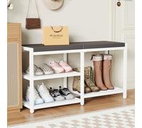 Banc à Chaussures Rembourré, Banc de Rangement, Blanc 90 x 30 x 43 cm | Banc à Chaussures Rembourré, Banc de Rangement