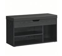 Banc à Chaussures Rembourré, Banc de Rangement, Rangement Caché, Étagères, Meuble d'Entrée, Capacité de Charge 136 kg, 30 x 80 x 44 cm, Noir [RANGEMENTS OUVERTS]Ce banc à chaussures présente des compa