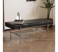Banc à chaussures rembourré en cuir synthétique pour chambre à coucher | Rangement d'entrée pour couloir, salle à manger, cuisine, balcon et terrasse - Étagère élégante pour chaussures et accessoires