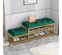 Banc à chaussures rembourré en peluche - Entrée polyvalente pour couloir et espaces de vie, design moderne, rangement multi-pièces, vert (70 cm) - Solution de chaussures parfaite