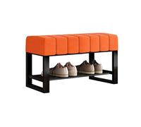 Banc à chaussures rembourré en tissu avec rangement pour chambre à coucher, salon, entrée, banc à chaussures pour couloir, bout de lit, peut supporter jusqu'à 136 kg, orange, 80 cm
