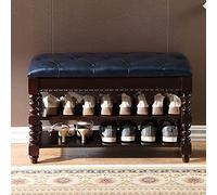 Banc à chaussures rustique en bois massif avec coussin en cuir et pieds romains vintage pour entrée, chambre à coucher, 99,1 x 35,6 x 48,3 cm - Finition noyer élégante, design fonctionnel et élégant