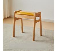 Banc à chaussures rustique en bois massif avec siège rembourré, repose-pieds multifonction, design en A pour salon, couloir, entrée (grand pin, cadre jaune)