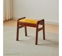 Banc à chaussures rustique en bois massif avec siège rembourré, repose-pieds multifonction pour entrée, salon, couloir - Petit pin, cadre jaune B