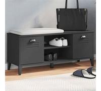 vidaXL Banc à chaussures VIKEN – Bois massif de pin, Noir, 106x35x45 cm