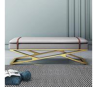 Banc à Coussin Doux à Deux Couches, Banc À Chaussures D'entrée Moderne avec Base Dorée, Banc De Lit en Cuir Banc De Canapé Confortable Multifonctionnel-Gris Clair 90x38x45cm(35x15x