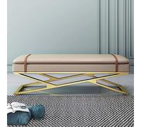 Banc à Coussin Doux à Deux Couches, Banc À Chaussures D'entrée Moderne avec Base Dorée, Banc De Lit en Cuir Banquette De Canapé Multifonction Confortable-Kaki 90x38x45cm(35x15x18in