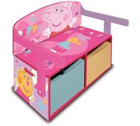ARDITEX Banc en Bois, Bureau pour Enfant et 2 paniers de Rangement pour Jouets Peppa Pig 60 x 70 x 44 cm, Bleu, Jaune et Rose