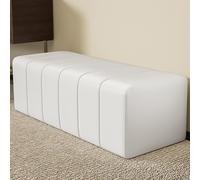 Banc à langer avec coussin - Siège élégant pour salle d'attente - Pour magasins de chaussures, bureaux, salons de beauté et salons - En bois massif - 160 cm - Blanc