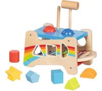 goki Banc de marteau 58304 – Jouet de motricité en bois 3-en-1 xylophone et tri 12 pièces