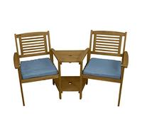 Banc Adirondack Marron pour 2 Personnes avec Chaises Siamoises & Table en Bois d'Acacias Terrasse Jardin Balcon - Aménagement Extérieur - Profiter de Votre Jardin en Tout Confort [Coussins Inclus]