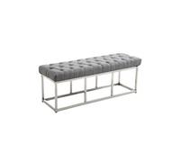 Banquette CLP Amun E en Tissu Gris avec Coutures Décoratives et Support en Acier Inoxydable - 120 cm