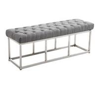 Banquette CLP Amun E en Tissu Gris avec Coutures Décoratives et Support en Acier Inoxydable - 120 cm