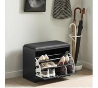 Banc Armoire à Chaussures SoBuy avec Coussin Abattant Rangement Entrée 3 Niveaux Meuble Chaussures Compact 60×30×47 cm Noir
