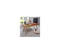 Banc avec 1 tiroir 100x38x52 cm en manguier et cuir