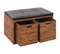 Banc - vidaXL - 71 x 40 x 42 cm - Jacinthe d'eau - Cuir artificiel - Marron et noir