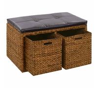 Banc avec 2 Paniers Jacinthe d'Eau Marron Banquette Rangement Ottomane vidaXL