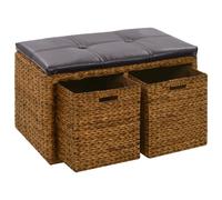 Banc avec 2 Paniers Jacinthe d'Eau Marron Banquette Rangement Ottomane vidaXL