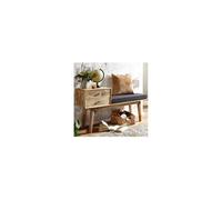 Banc avec 2 tiroirs 120x40x65 cm en manguier et coussin gris