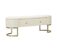Banc Avec 2 Tiroirs "Sharon" 120cm Blanc & Or