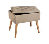Banc avec coffre de rangement aspect lin avec rembourrage confortable sable