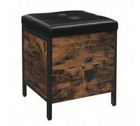 Banc Avec Coffre De Rangement, Surface En Pu, Style Industriel, Marron Rustique Et Noir Marron