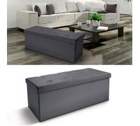 Banc Avec Coffre Rangement Pliable - Gris - 76 X 38 X 38 Cm Multicolore
