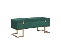 Banc avec Compartiment de Rangement Velours Vert Pieds Dorés 105 cm
