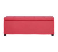 Banc avec compartiment de rangement 116 cm en cuir synthétique rouge | Rembourrage doux, compartiment de rangement intérieur, couloir, salon, salon, note charmante, espace supplémentaire