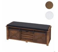 Banc avec compartiments de rangement MCW-H53 shabby 43x102x33cm marron